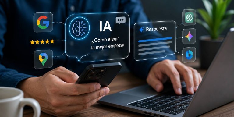 Proceso de investigación digital que combina buscadores, reseñas online y motores de inteligencia artificial para evaluar una marca.
