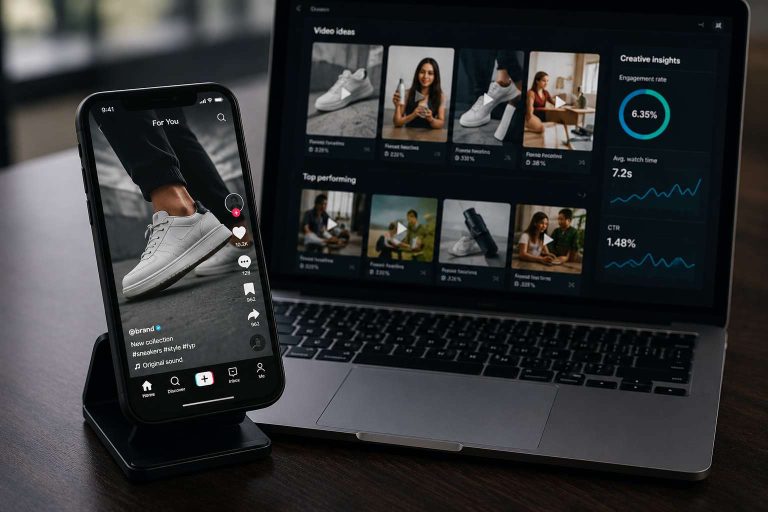 Contenido creativo para TikTok Ads utilizado por la inteligencia artificial para optimizar el rendimiento de las campañas publicitarias.