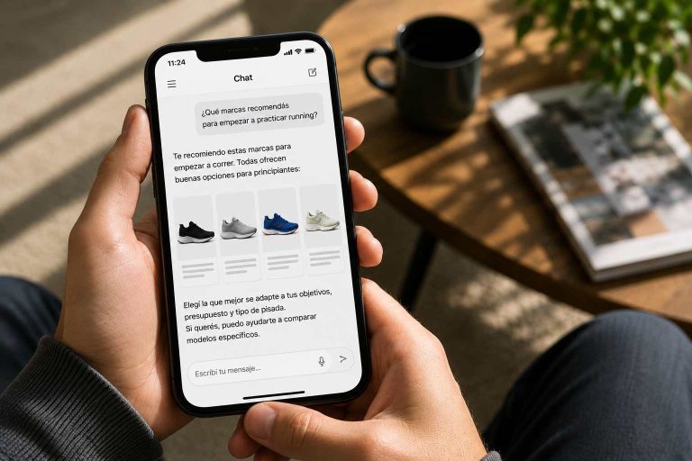 Consulta en una herramienta de inteligencia artificial sobre marcas recomendadas para running.